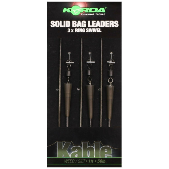 Korda leadcore leader solid bag-3 ring swivel weed/silt