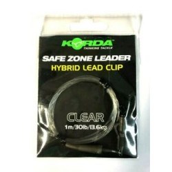 Korda safe zone leader hybrid lead clip 30lb 1m clear