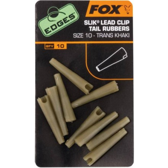 Fox Slik lead clip tail rubbers size 10-trans khaki