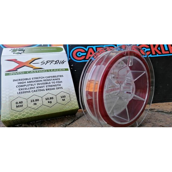 Jackel X-spring casting leader 0.40 mm 23.80lb 100m red-Invisi