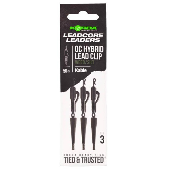 Korda Leadcore Leaders QC hybrid lead clip weed/silt 50cm